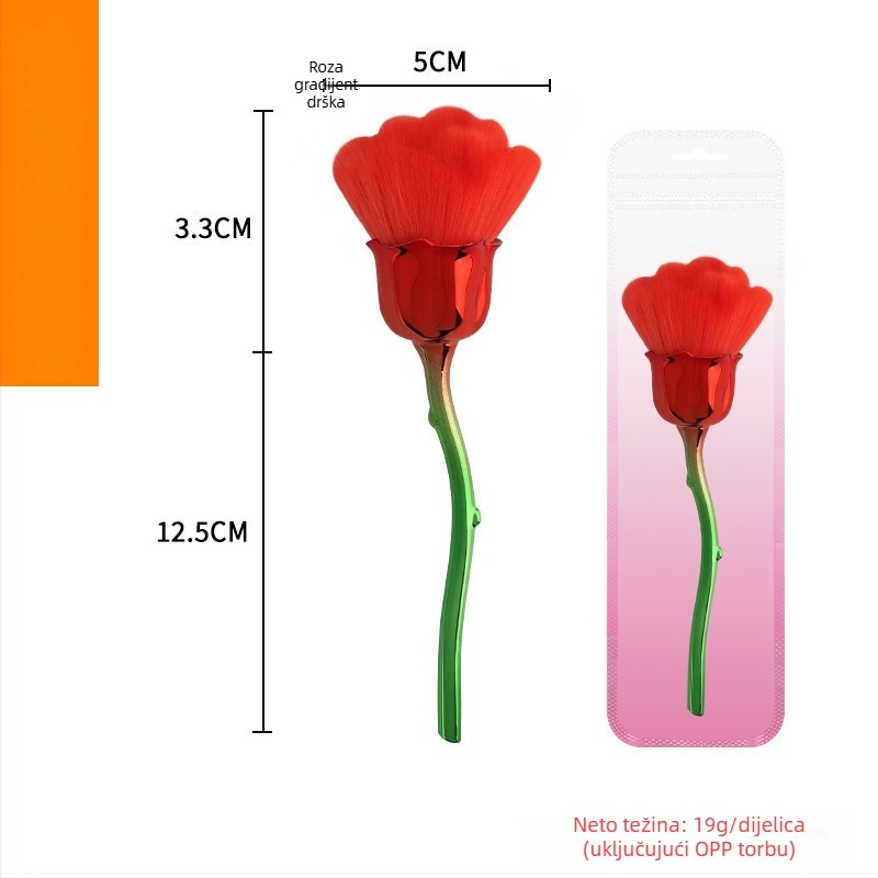 Četkica za šminku s aluminijskom drškom, sintetička vlakna, duga drška, u pakiranju s torbom, Pomelo man