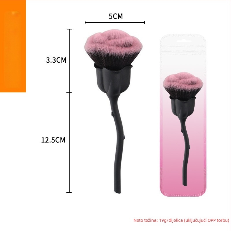 Četkica za šminku s aluminijskom drškom, sintetička vlakna, duga drška, u pakiranju s torbom, Pomelo man