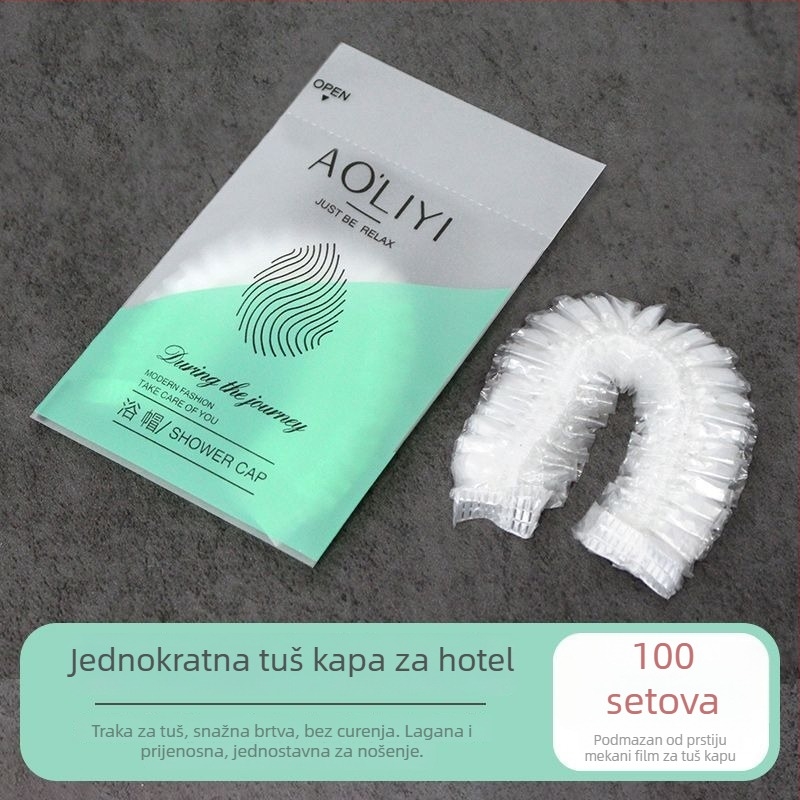 Jednokratna kapa za tuširanje, vodootporna, proširena i debela, pojedinačno pakirana, PE materijal, za bojanje kose, hotelska namjena