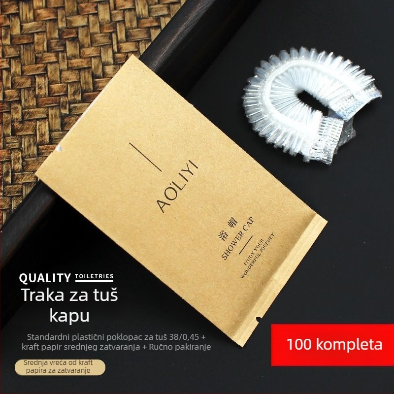 Jednokratna kapa za tuširanje, vodootporna, proširena i debela, pojedinačno pakirana, PE materijal, za bojanje kose, hotelska namjena