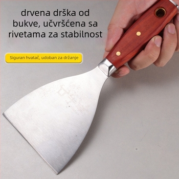 Špatula za špakanje od nehrđajućeg čelika s drvenom ručkom - poboljšana debela ravna lopatica, višenamjenski alat