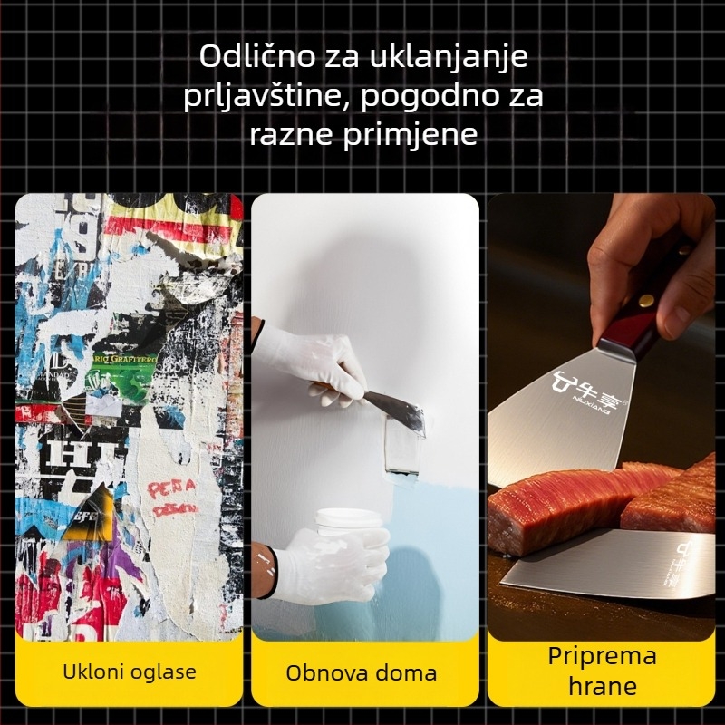 Špatula za špakanje od nehrđajućeg čelika s drvenom ručkom - poboljšana debela ravna lopatica, višenamjenski alat
