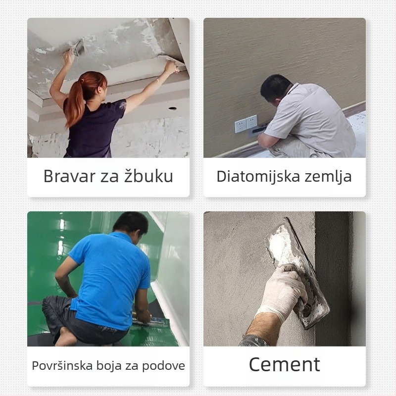 Lu Feng žbukarska špatula od nehrđajućeg čelika s drvenom ručkom – brušenje, za kućne renovacije i građevinske radove