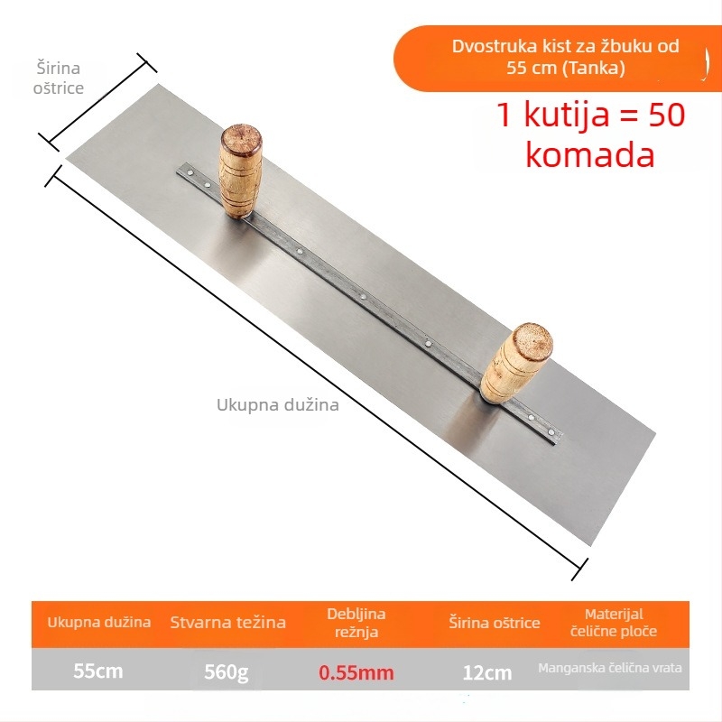 Dvoručna lopatica za žbukanje s manganovim čeličnim osnovnim pločom za graditeljstvo