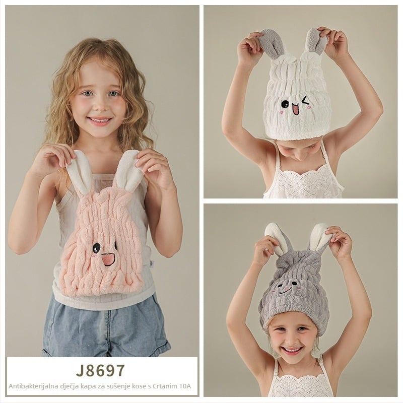 Dječja kapa za sušenje kose – koralni velur, vlakna 150D, ispod 30 g, šest vlakana pletenja, stil roditelj-dijete