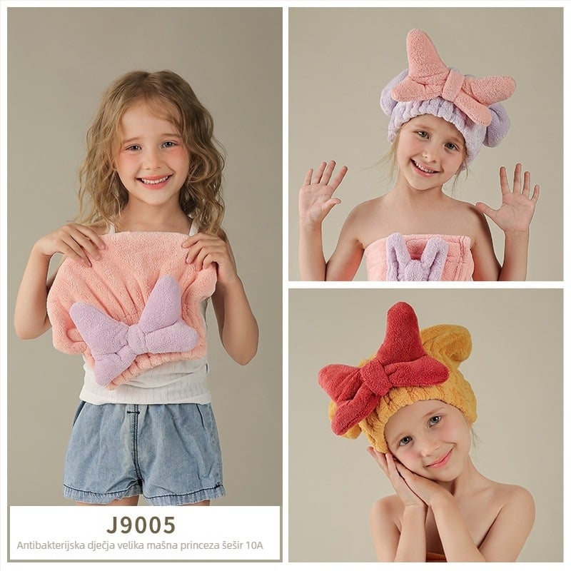 Dječja kapa za sušenje kose – koralni velur, vlakna 150D, ispod 30 g, šest vlakana pletenja, stil roditelj-dijete