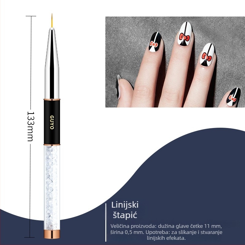 GUYO Set za nokte s dijamantnim štapićem, kristalnim olovkom i četkom od životinjske dlake