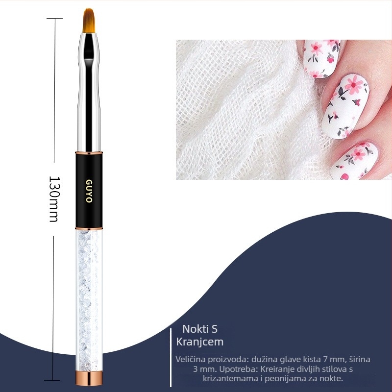GUYO Set za nokte s dijamantnim štapićem, kristalnim olovkom i četkom od životinjske dlake