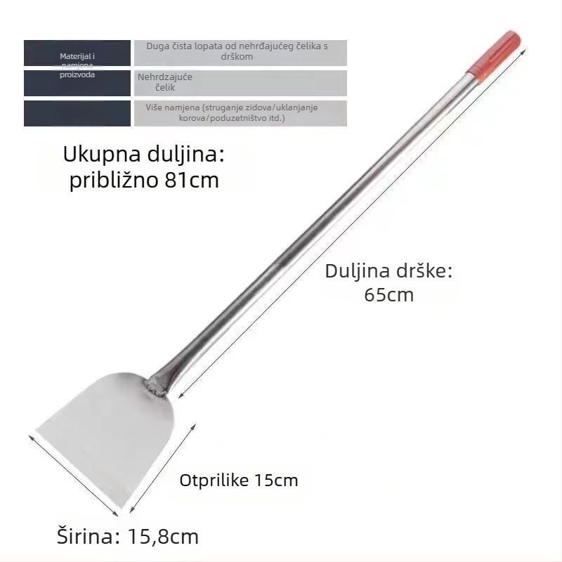 Višenamjenski alat za zidne radove s špahtlom od nehrđajućeg čelika, produžena drvena drška
