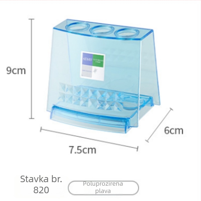 Višenamjenski držač za četkice za zube s čašom za ispiranje i zaštitnim poklopcem za zube — montaža bez bušenja, mogućnost otiska loga