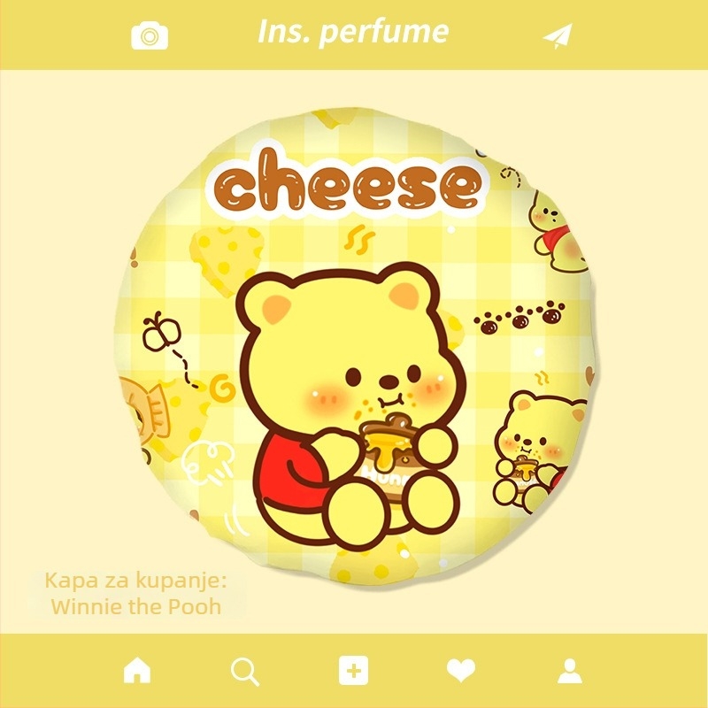 Tuš kapa s karikaturom, vodootporna, dvostruko slojevita, PVC, višekratna uporaba, mogućnost prilagođavanja