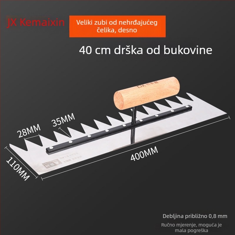 Zubna špatula za keramičke pločice i žbukanje, kvadratni i nazubljeni zubi, debljina 0,8 mm, marke Kemaixin