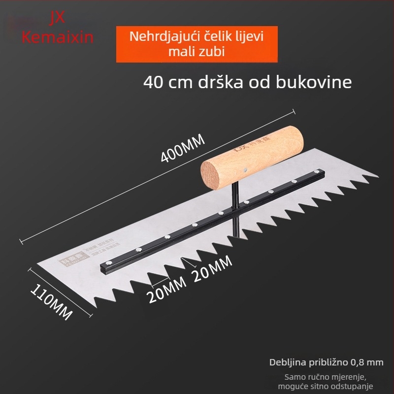 Zubna špatula za keramičke pločice i žbukanje, kvadratni i nazubljeni zubi, debljina 0,8 mm, marke Kemaixin