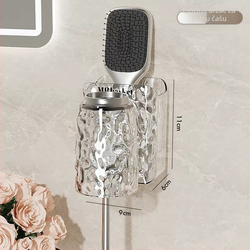 Držač za četkice za zube, zidni bez bušenja, s usisnim zahvatom, plastični, skladištenje i istiskivanje paste za zube, ledeni uzorak