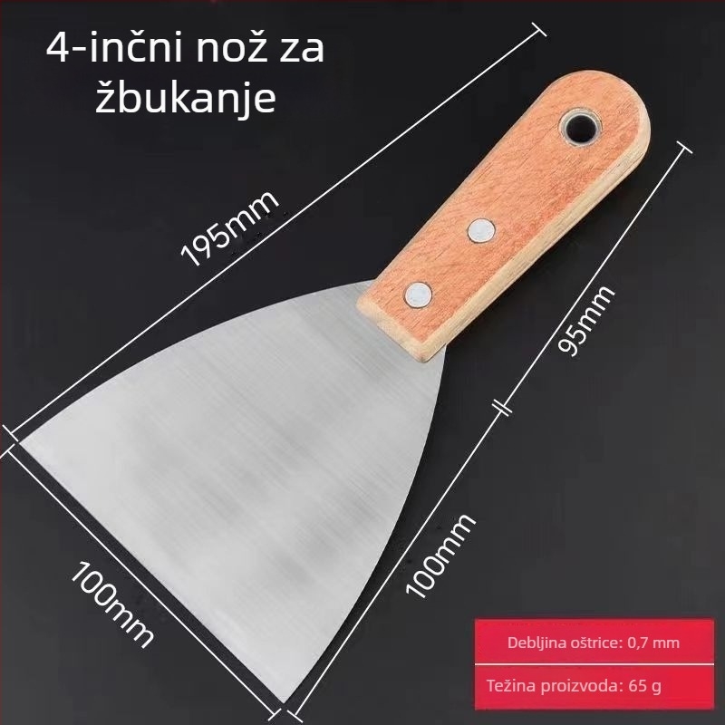 Špahtla za žbukanje s debelim metalnim držalom i čvrstim drvenim tijelom – za žbukanje, špachtanje i kućno bojanje