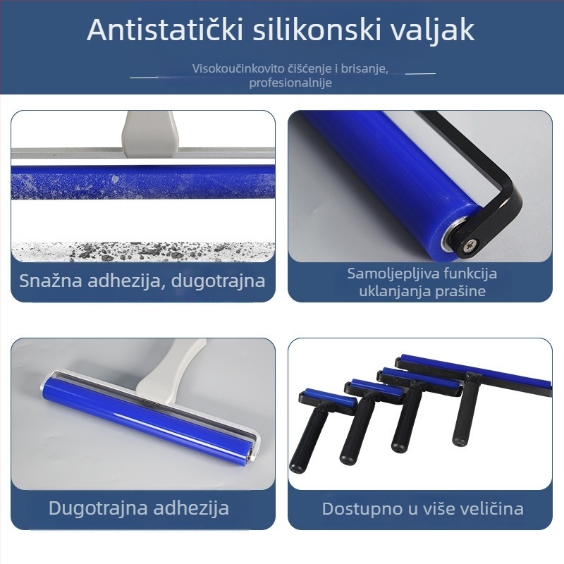 Silikonski valjak bez pogona za uklanjanje prašine u čistim prostorima elektroničke proizvodnje, prilagodljiv.