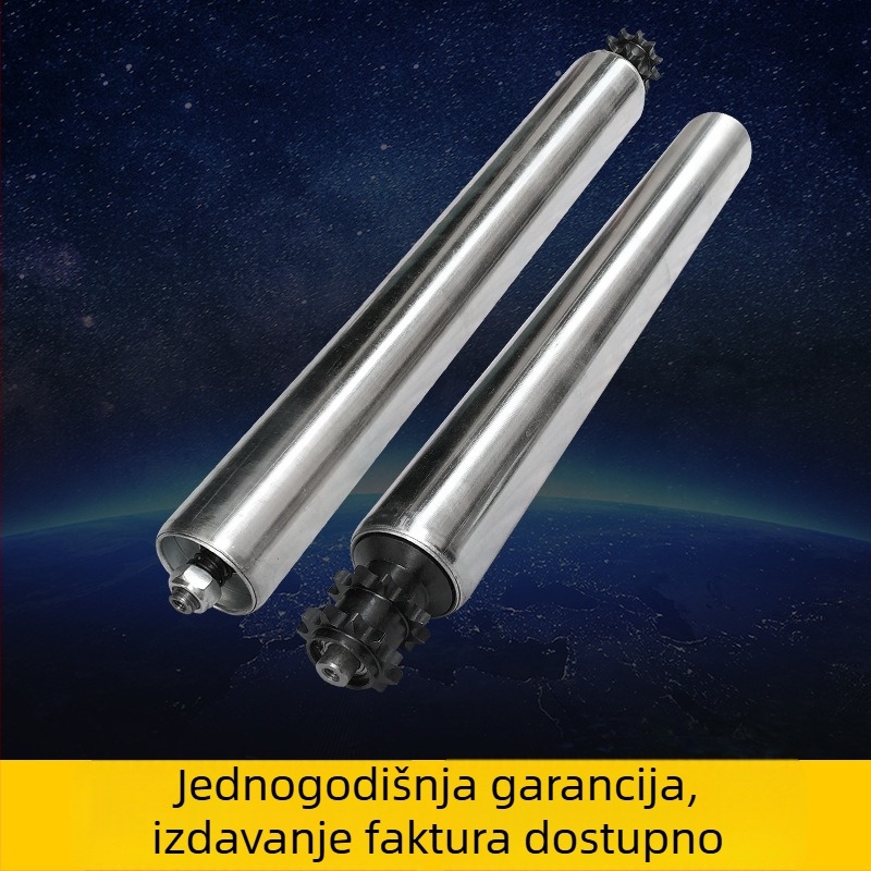 Motorizirano valjkasto kolica s bubnjem za montažnu liniju — model XSL-JF; promjer bubnja: 25-38-50-60-76 mm; promjer osovine: 12-15-20 mm; materijal bubnja: ugljični čelik i nehrđajući čelik; površinska obrada: cinkanje