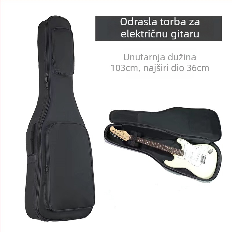 Torba za električnu gitaru i bas gitaru, debeli i podstavljeni dizajn, vanjski Oxford materijal, unutarnja podstava od pamuka, ruksak s zakrivljenim naramenicama