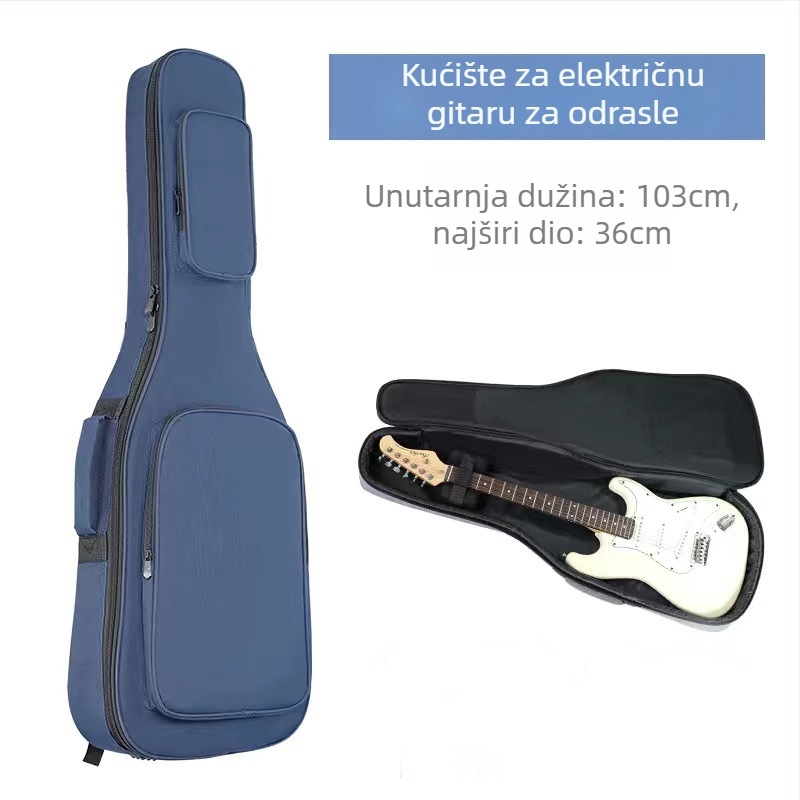 Torba za električnu gitaru i bas gitaru, debeli i podstavljeni dizajn, vanjski Oxford materijal, unutarnja podstava od pamuka, ruksak s zakrivljenim naramenicama