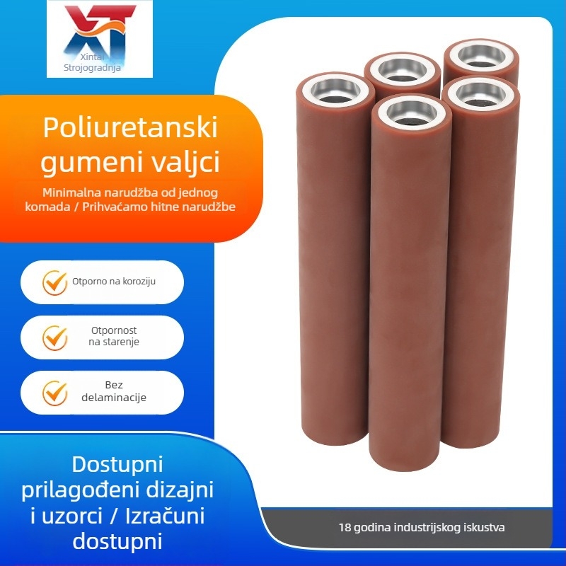 Gumom obložen val s PU jezgrom za strojeve i transportere, otporan na habanje i proklizavanje, mehanički pogon