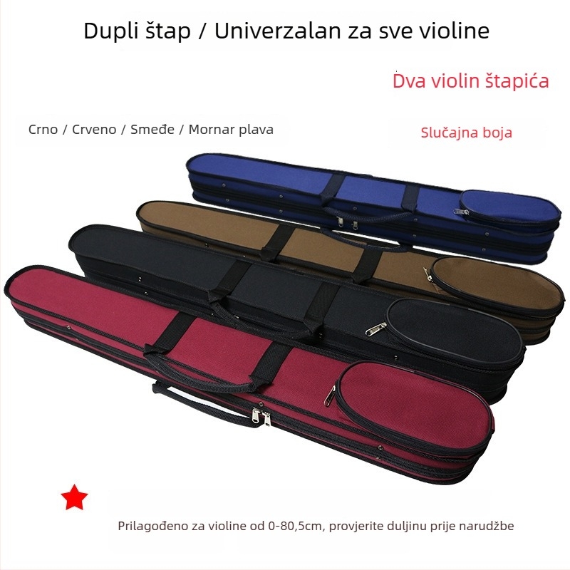 Violet torba za glazbene instrumente s pretincem za lukove za violinu, violončelo i kontrabas