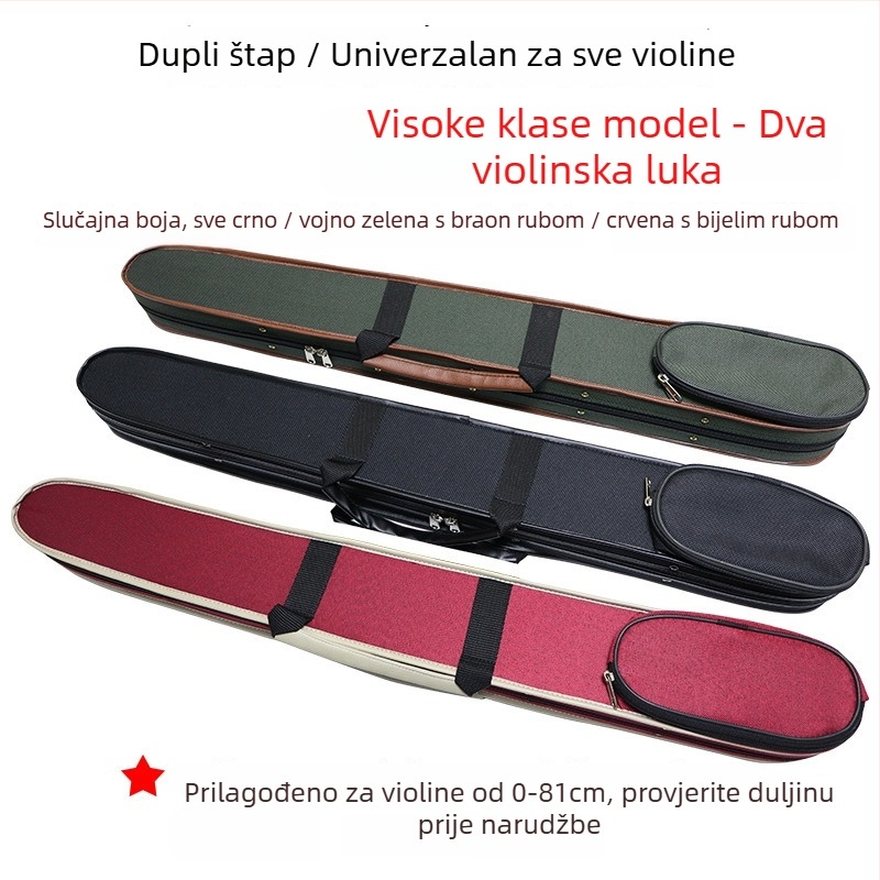 Violet torba za glazbene instrumente s pretincem za lukove za violinu, violončelo i kontrabas