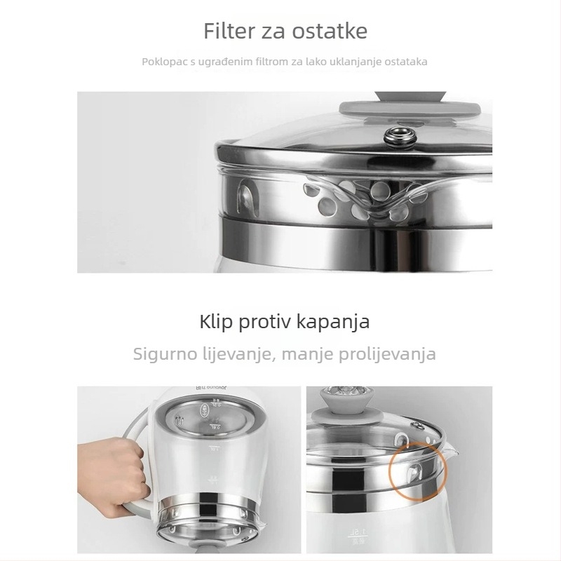Joyoung DGD1506BQ Zdravstvena posuda za čaj s staklenim tijelom, 1–1,5 L, 220 V, 500–1000 W, upravljanje mikroprocesorom