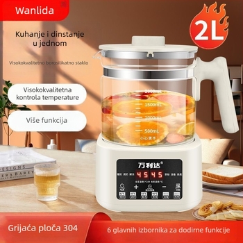 Wanlida Kanta za zdravlje – stakleno tijelo, kapacitet 2–3 L, 800 W, 220 V, dodirno upravljanje, tlakovni termostat, funkcija kuhanja/infuzije