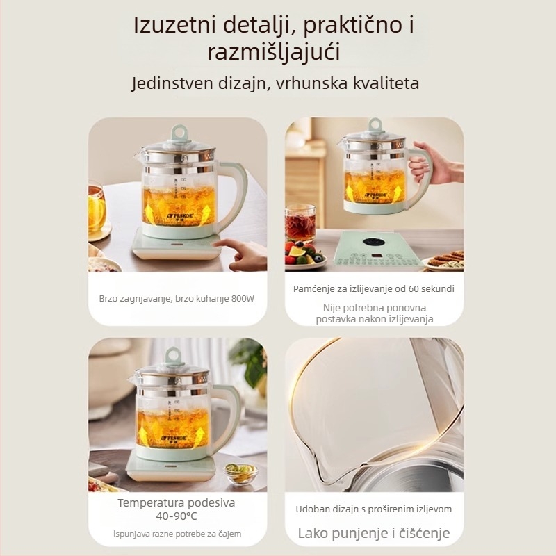 SY-YSH-80A hemisferični Health Pot, staklena šasija, 500-1000W, 220V, digitalni termostat s dodirnim upravljanjem