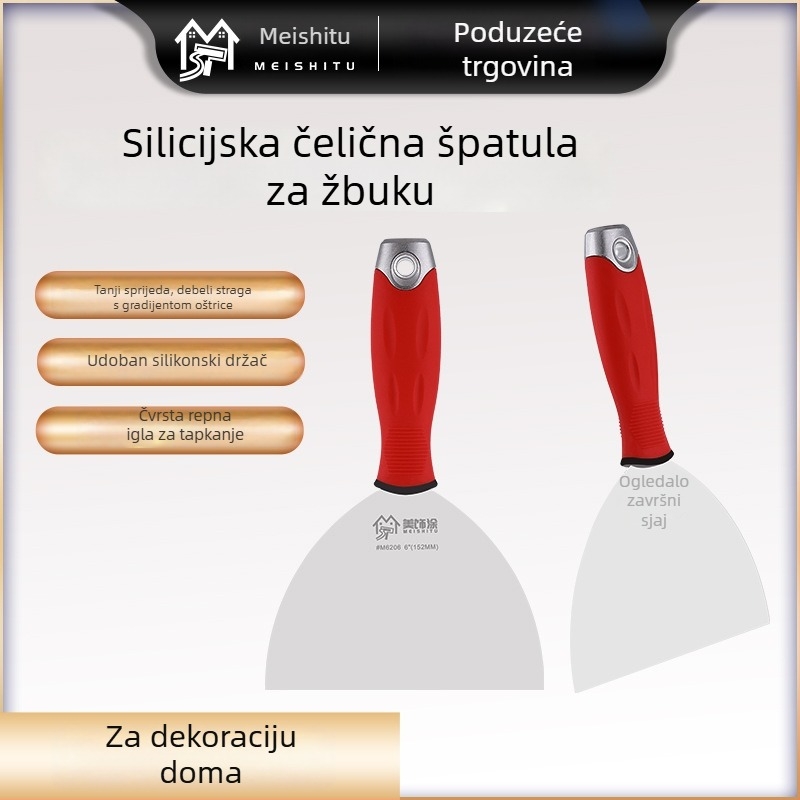 Špahtla za mort s nehrđajućim čeličnim oštricom i silikonskom ručkom, plosnat tip noža, Beauty Paint