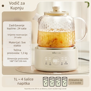 Čajnik za zdravlje Little Bear YSH-P10Q7, 1 L, borosilikatno staklo, mikroprocesorsko upravljanje