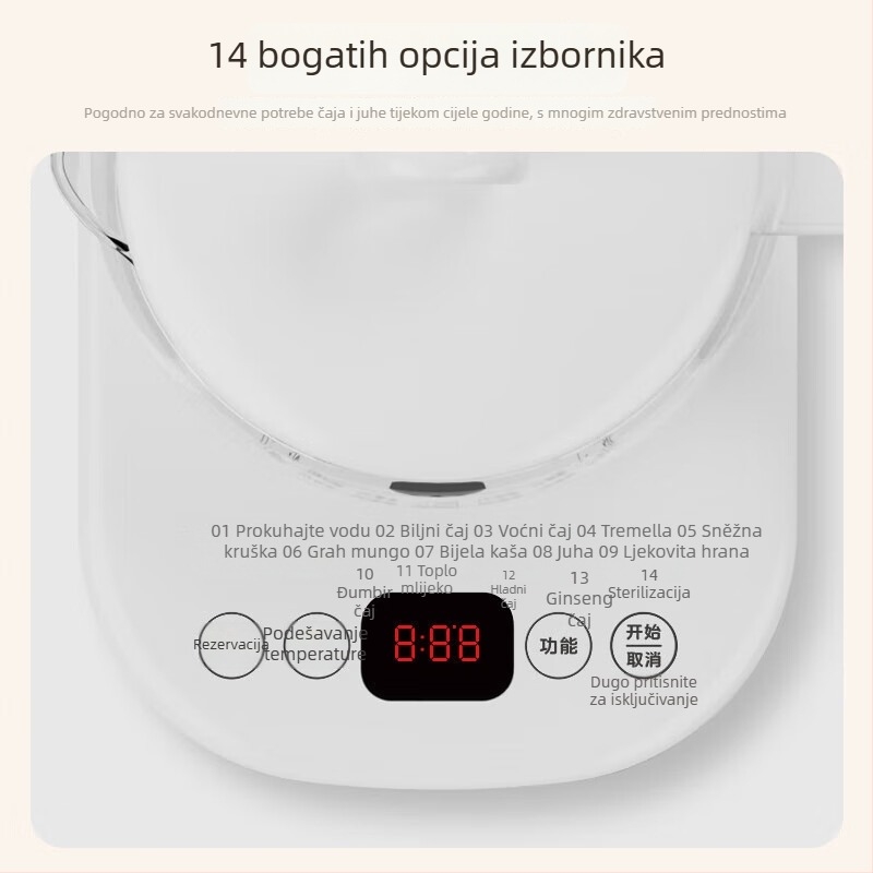 Staklena posuda zdravlja MK-Y12Q, višenamjenski električni čajnik za dom i ured, 1,5 L