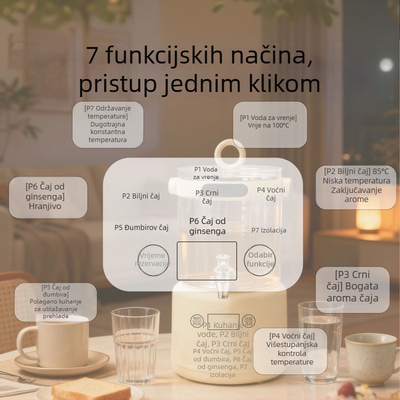 3L kućni višefunkcionalni podijeljeni čajnik s izljevom, filtrom i digitalnom regulacijom temperature