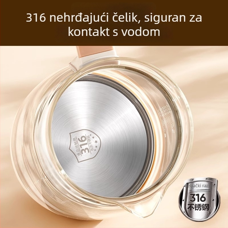 Chigo Zdravstveni čajnik za uredski prostor, Model XSL-TNQ15, Tijelo od borosilikatnog stakla, Kapacitet 1.5-2 L, 220V, 500-1000W, Elektronički termostat s mikroprocesorom