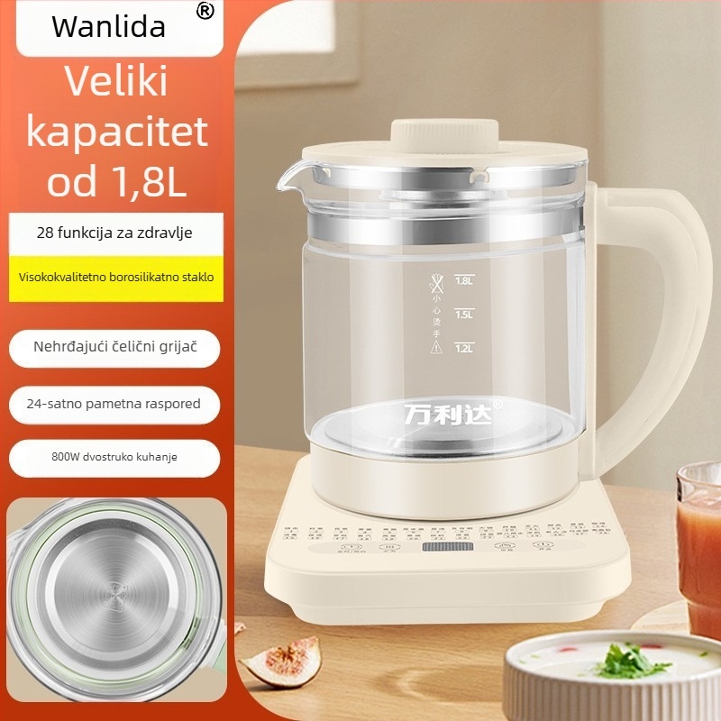 Dx-818 Zdrava posuda za čaj, staklena konstrukcija, kapacitet 1.5–2 L, 220V, 500–1000W