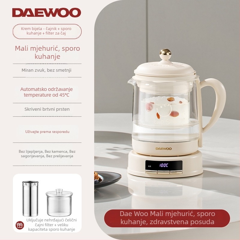 Električni čajnik YS11, kapacitet 1–1,5 L, napajanje 220 V, snaga 500–1000 W, kućište od borosilikatnog stakla, elektronički termostat, upravljanje mikroprocesorom