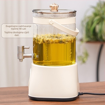 Zdravstveni čajnik s podešavajućom temperaturom, kapacitet 3–4 L, tijelo od borosilikatnog stakla, unutarnja staklena posuda, mikroprocesorsko upravljanje, elektronički termostat
