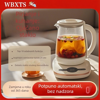 Zdravstvena staklena posuda za čaj, kapacitet 1.8 L, visoko borosilikatno staklo, 800W, 220V, dodirno upravljanje