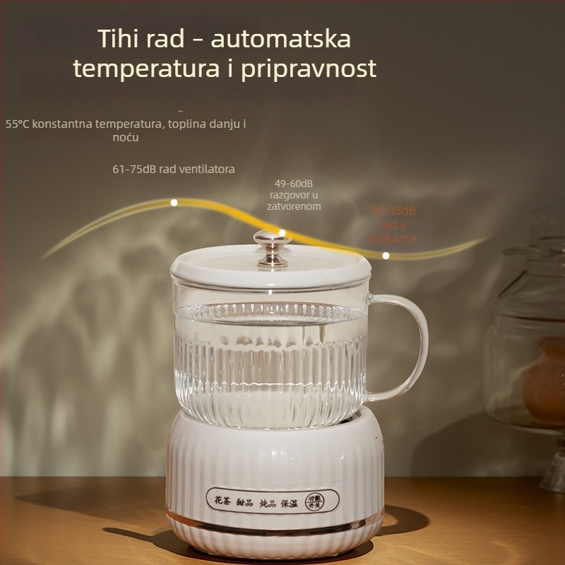 Staklena kanvica za zdravlje s digitalnim termostatom za čaj, deserte i kuhanje, 1–1,5 L, 220 V, 300–350 W
