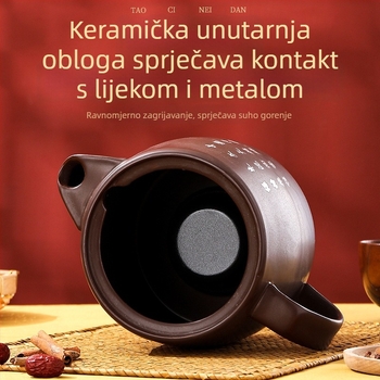 Električni lonac za izvarivanje kineske medicine, od ljubičaste gline, s keramičkom unutarnjom dijelu, kapacitet 3–4 L, model YB-406