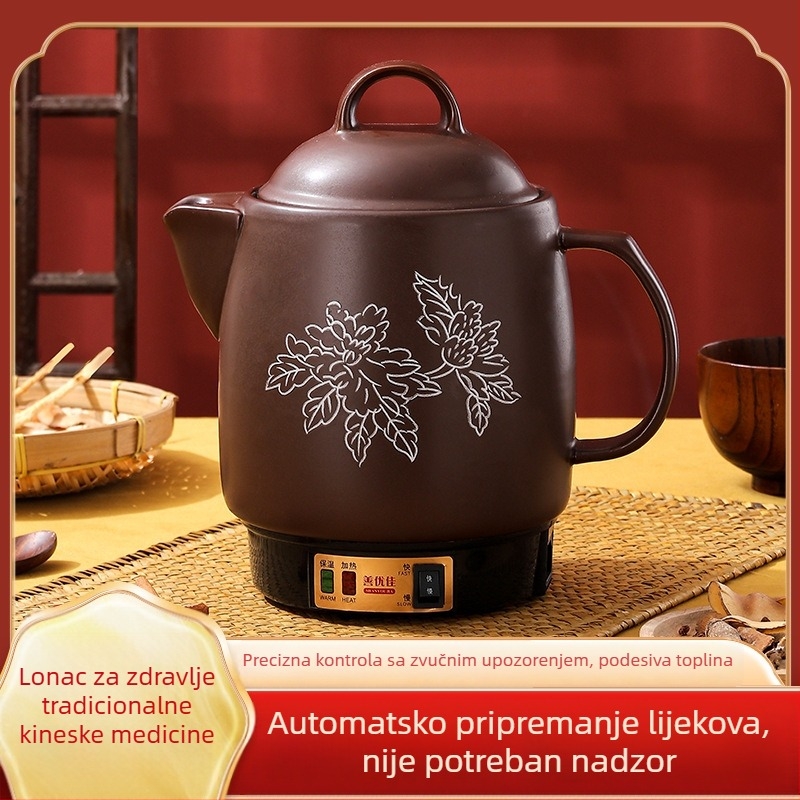 Električni lonac za izvarivanje kineske medicine, od ljubičaste gline, s keramičkom unutarnjom dijelu, kapacitet 3–4 L, model YB-406