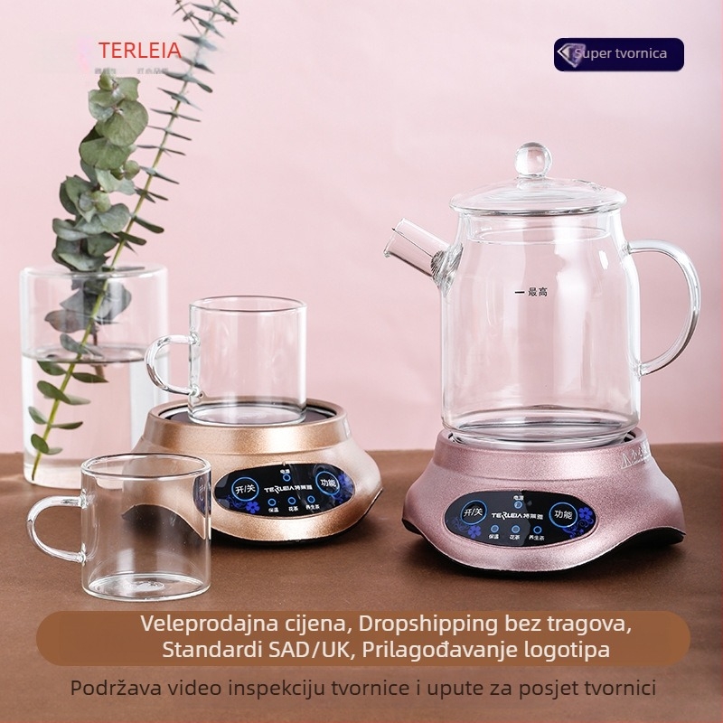 Staklena čajna posuda za zdravi čaj s automatskim kuhanjem, 1 L, mikroprocesorsko upravljanje, 350 W, 304 filtr