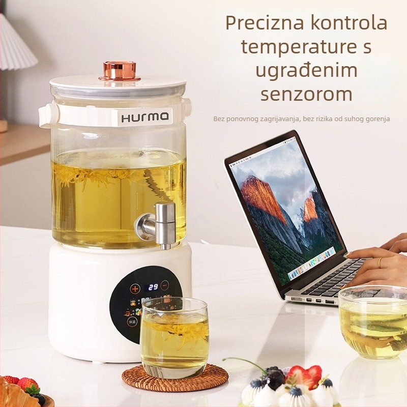 Lonac za zdravlje za čaj, staklena posuda 4 L, digitalni termostat, zaslon na dodir, višestruko grijanje za čaj i biljne dekokte