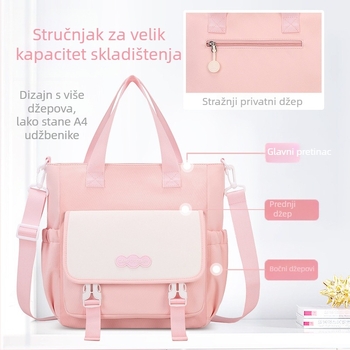 Školska crossbody torba za učenike – Unisex, Oxford tkanina, veliki kapacitet, za učenike 3.–4. razreda, školska upotreba