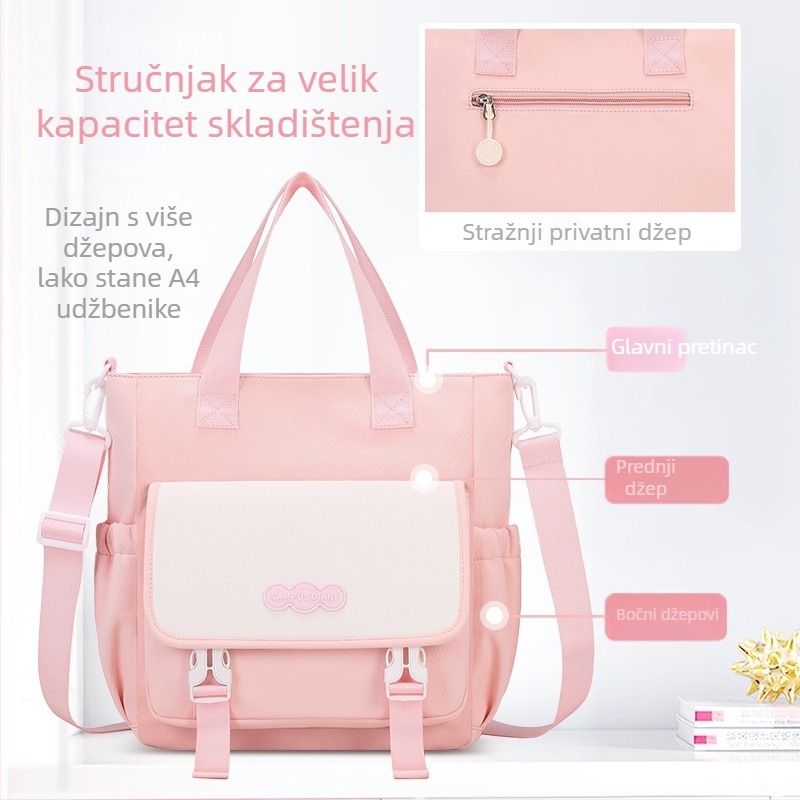 Školska crossbody torba za učenike – Unisex, Oxford tkanina, veliki kapacitet, za učenike 3.–4. razreda, školska upotreba