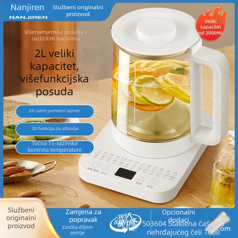 Zdravstveni čajnik s tijelom od Yixing gline, model JY-609, 220V, 300–350W, staklena unutarnja posuda