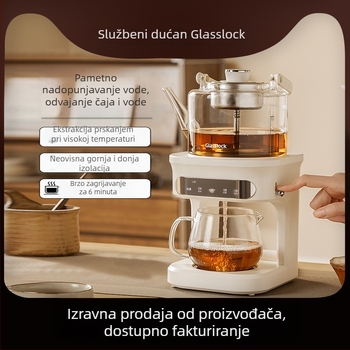 Glasslock čajnik s parnom infuzijom, 1 L, potpuno automatiziran, višenamjenski
