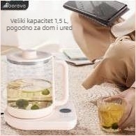 Abery Višenamjenski čajnik za zdravlje, 1,5 L, staklo visokog borosilikata, model ABL-YSH012, čajnik za čaj od cvjetova, poklon