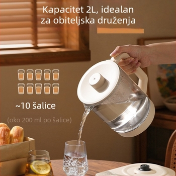 Health Pot J141 — Zapremina 2–3 L, Napon 220V, Snaga 500–1000W, Tijelo od visokou borosilikatnog stakla, Kućište od 304 nehrđajućeg čelika