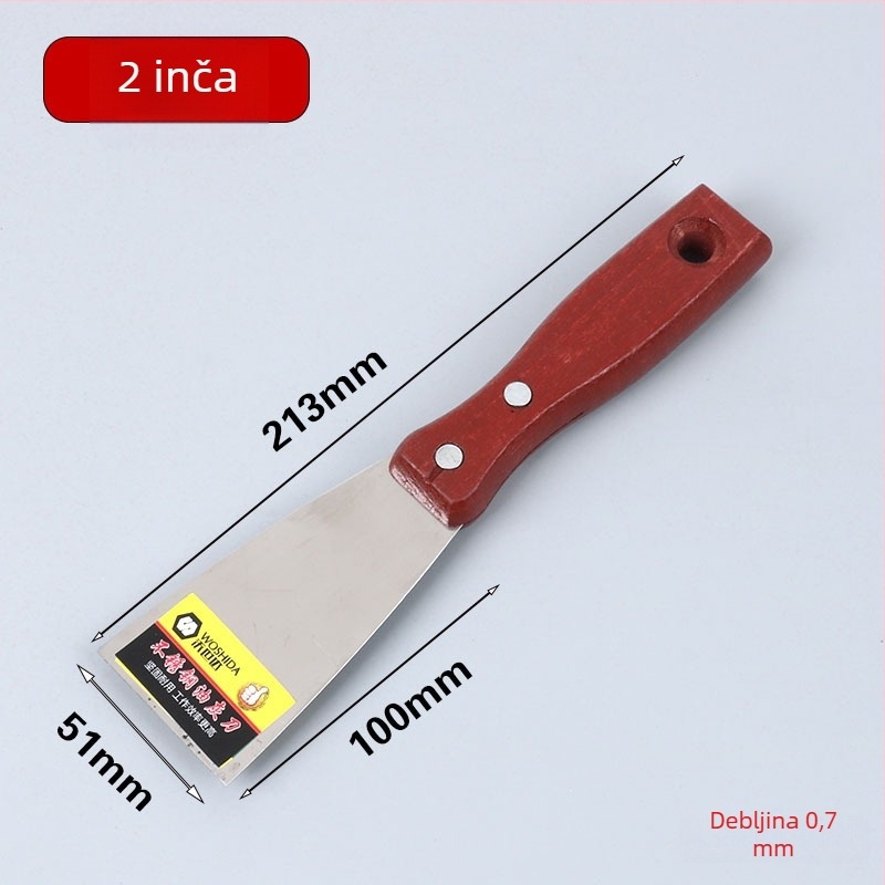 Špahtla za mort, ploski nož s držalom i utorom za tmel i bojenje